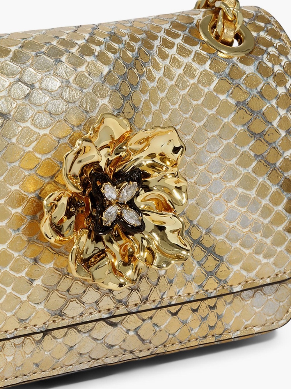 Alexis Bittar Mini Bella Python Embossed Leather Clutch Color Gold Python NWT - Picture 13 of 14